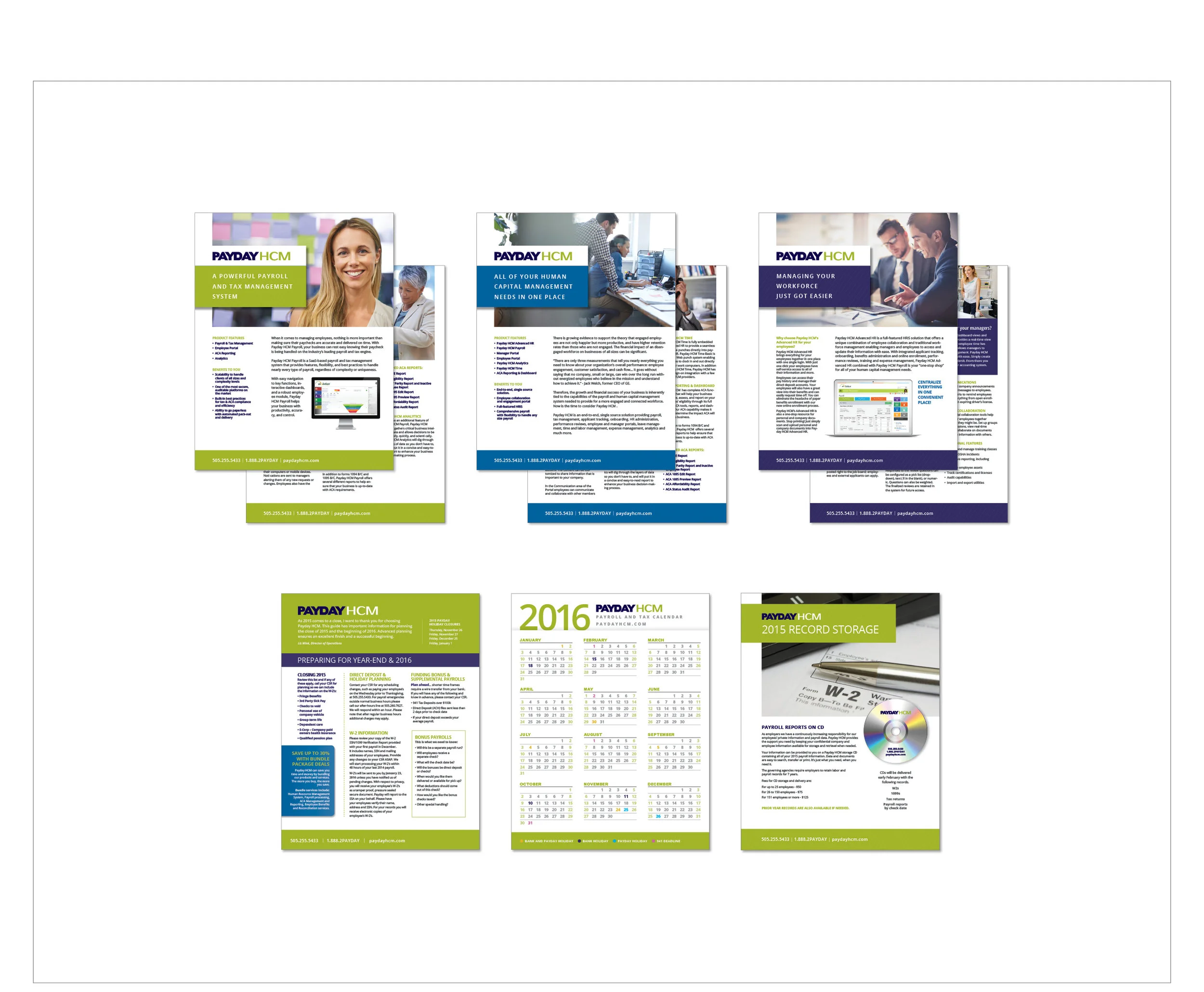consistent brand style for all the collateral which shows a modern and full service business for human capital management