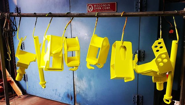 These #towtruck parts will be easy to see now that they are powder coated in #neonyellow 
And the zinc-rich primer underneath will help keep them looking great for years!
#powdercoatedtough #neon #yellow