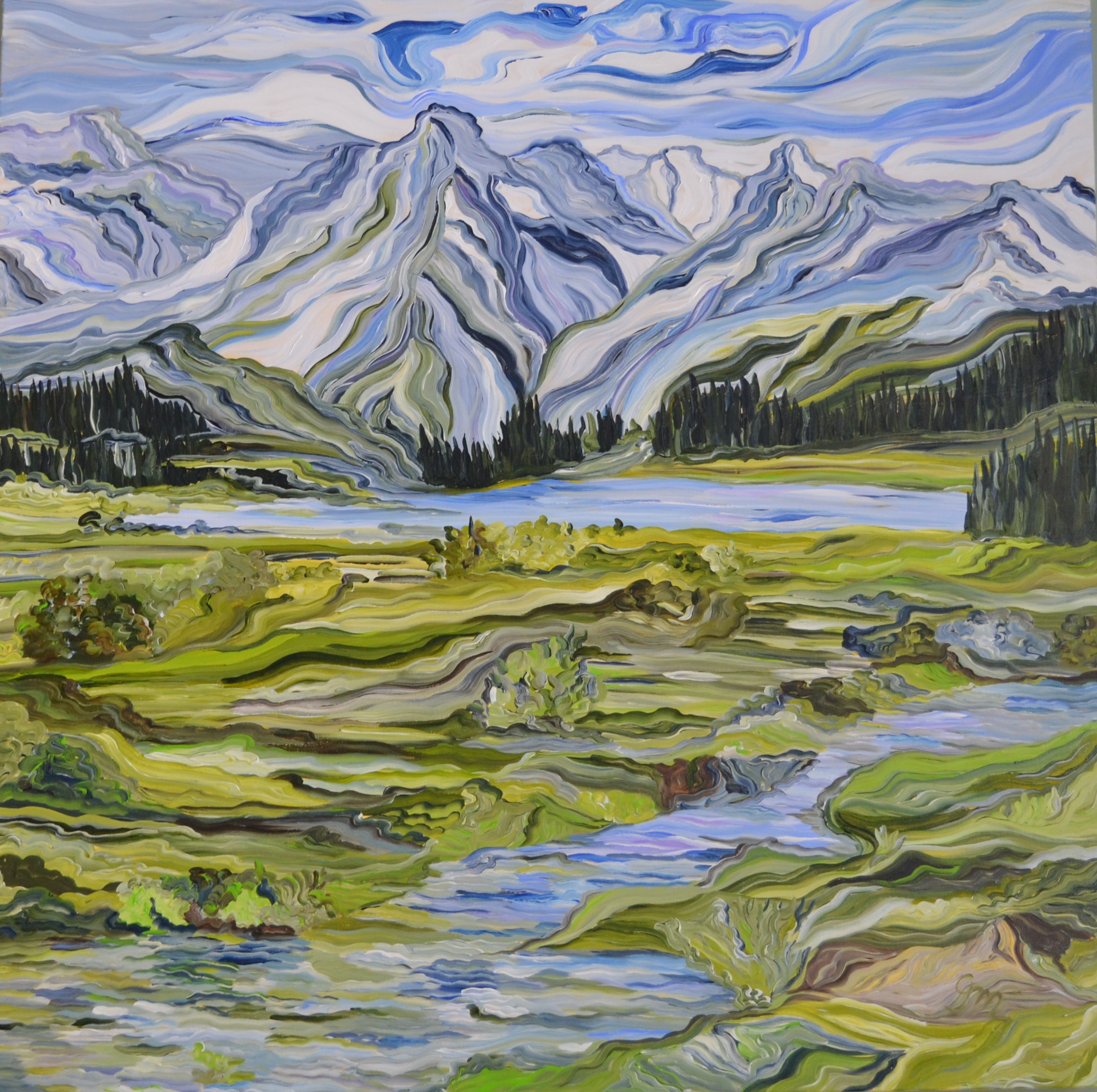 Spring Waters Flow, 48" x 48"