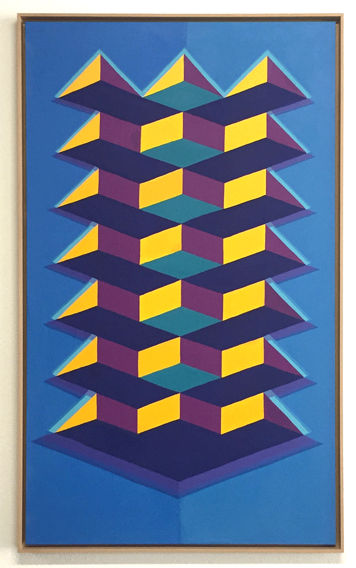 Piedra, 2016 | 150 x 90 cm - acrylic on canvas by David Petroni Born in Buenos Aires in 1984, David Petroni is an Argentine artist who stands out with an abstract mixture of colors, geometries and dimensions - under the influence o