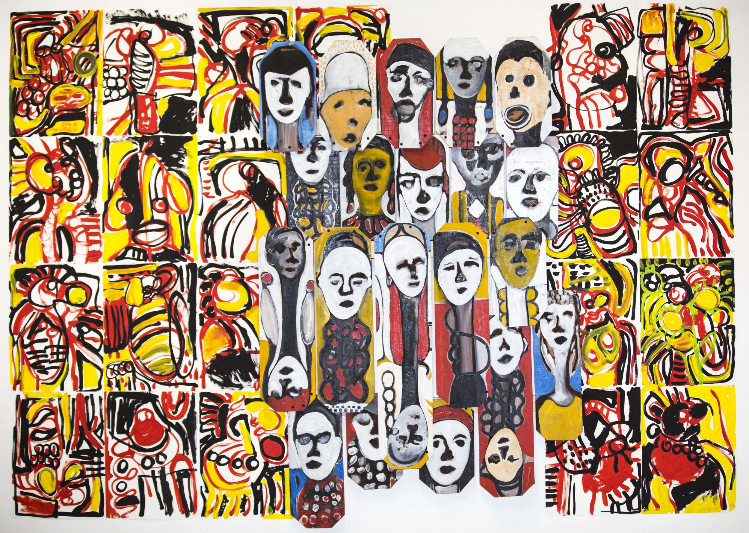 "Angolar and a bit freedom" , 2017 - 163 x 228 cm | óleo sobre madeira e papel / oil on wood and paper