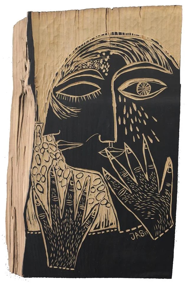 Portraits, 2017 - 40,5 x 40 cm | entalhe sobre madeira / carved wood and Acrylic | por J AS