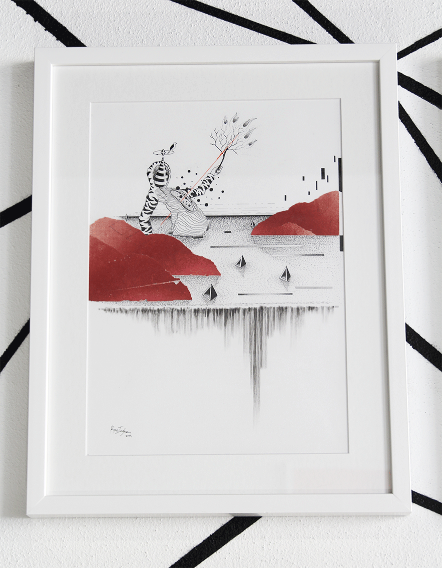 "Peace fighter", 2016 | 54 x 43 cm - mixed techniques on fabriano paper by Rique Inglez