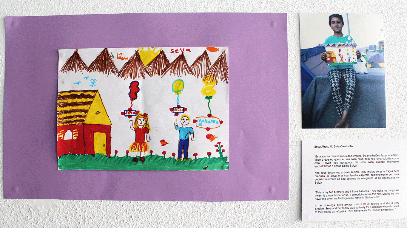 Seva Abas, 11, Síria-Curdistão "Esta sou Eu com meus dois irmãos. Eu amo balões, eles me fazem feliz. Tudo o que eu quero é uma casa nova para nós, uma colorida como esta. Talvez nós possamos ter uma casa quando finalmente encontrarmos nosso pai
