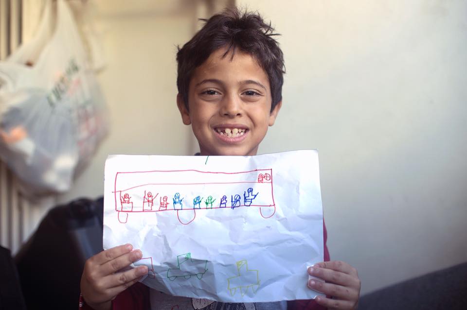 Aoumar Mazan Shabe, 9, Syria. What do you want to be when you grow up? "I want to be a driver, a chauffeur. It's because my father used to do that so I want to be just like him. Can I make some money with that?".