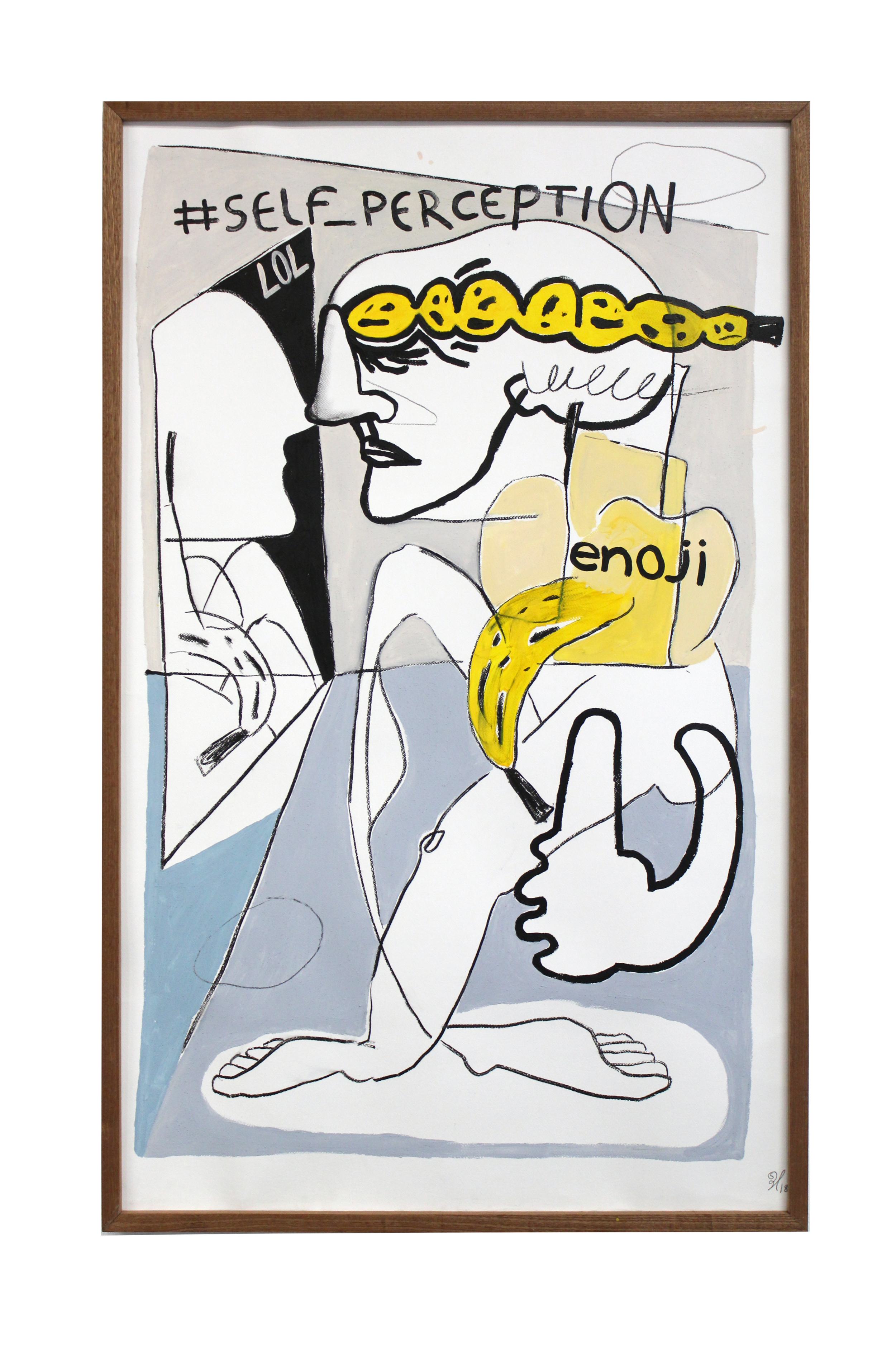 #self_perception (enoji moments of self), 2018 | 122x75cm - black lava, charcoal, oil pastel, acrylic and spray on paper by the sub_artist Salvador Salazar