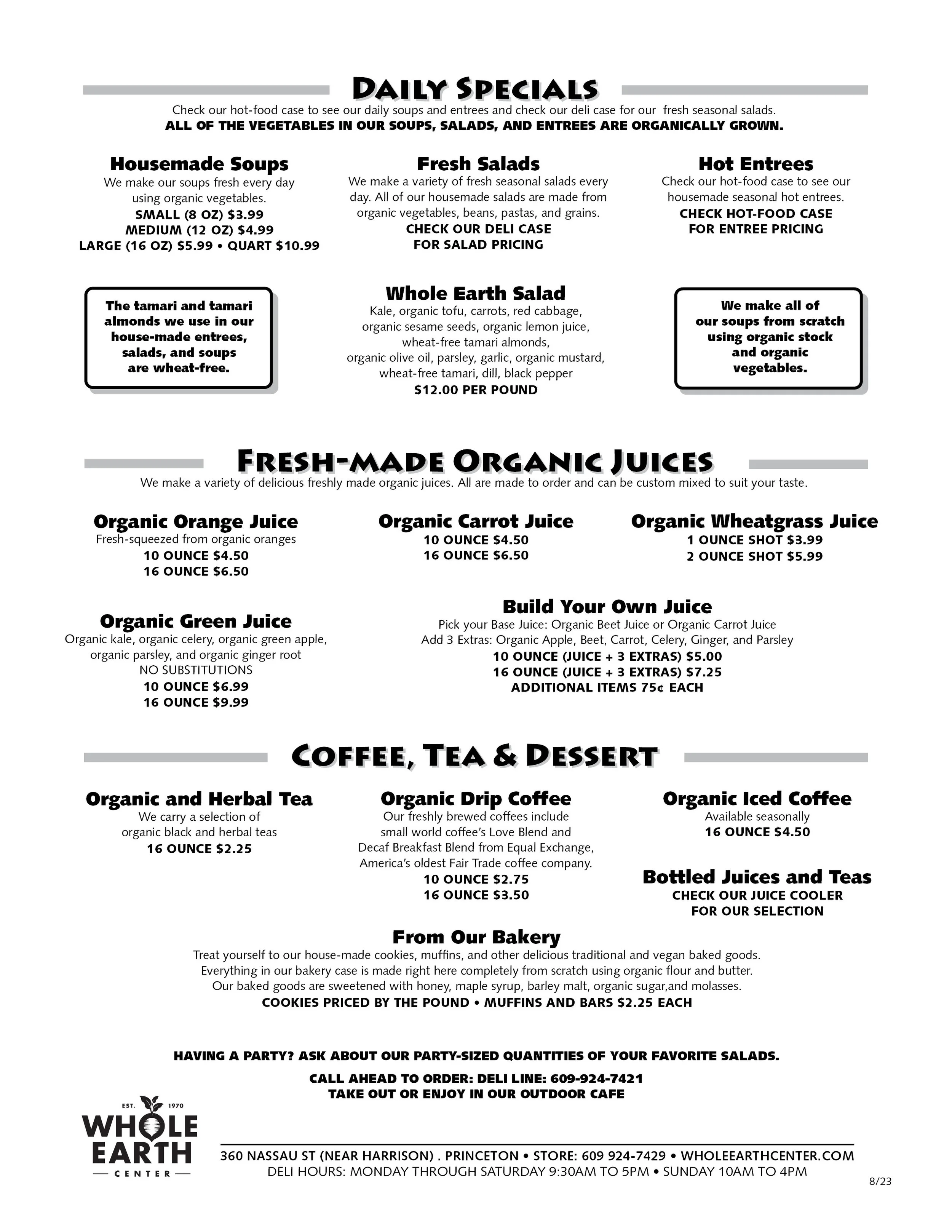 Deli Menu — Whole Earth Center