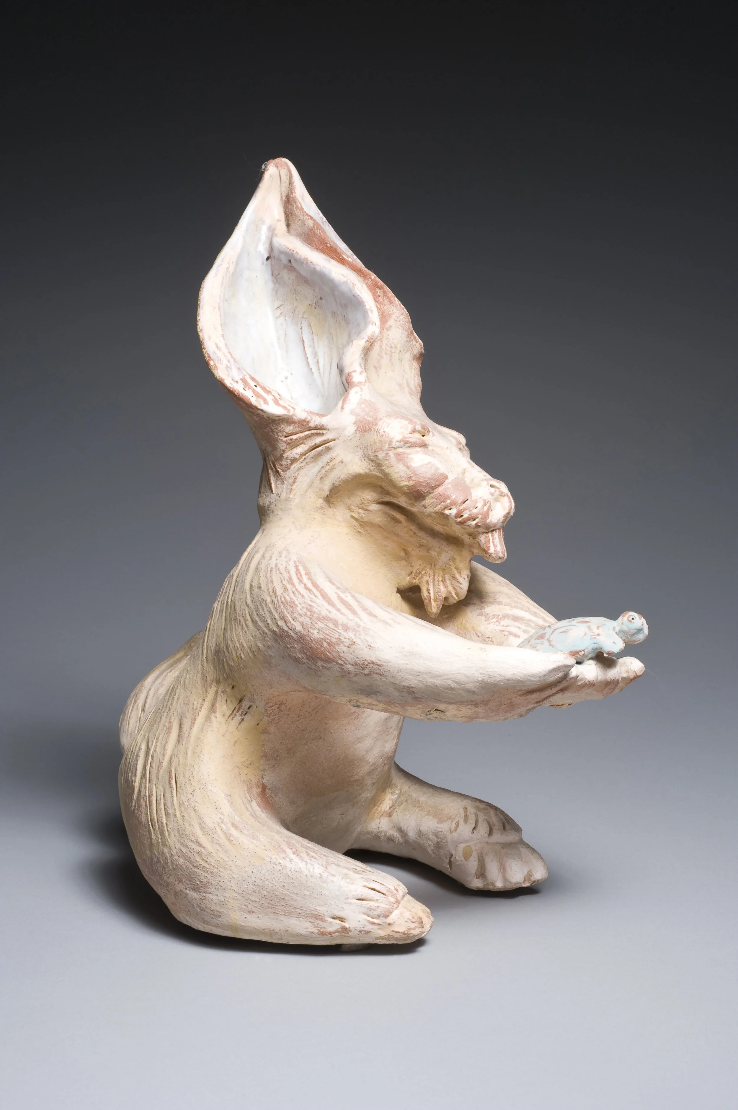 " Bunny Vase with Turtle ", Earthenware