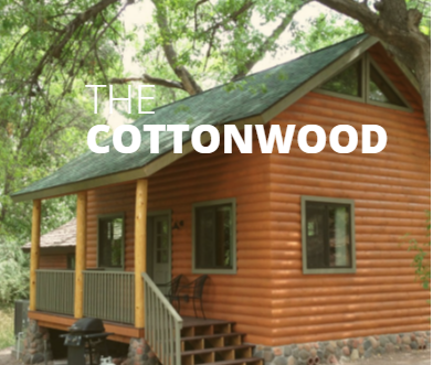 The Cottonwood is approximately 500 square feet with 1 enclosed bedroom and 1 open loft. The kitchen comes stocked with a full sized fridge, two burner stove top (no oven), dishes, utensils, a coffee maker, and microwave. The downstairs bedroom has a queen bed, and the loft bedroom has a double bed, twin bed and 1 sleeping floor mat.