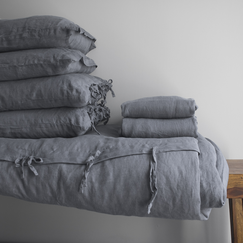 Sijo Premium Stone Washed 100% French Linen Bed Sheet Set， Small Batch Sour  オンラインストア銀座 家具、インテリア