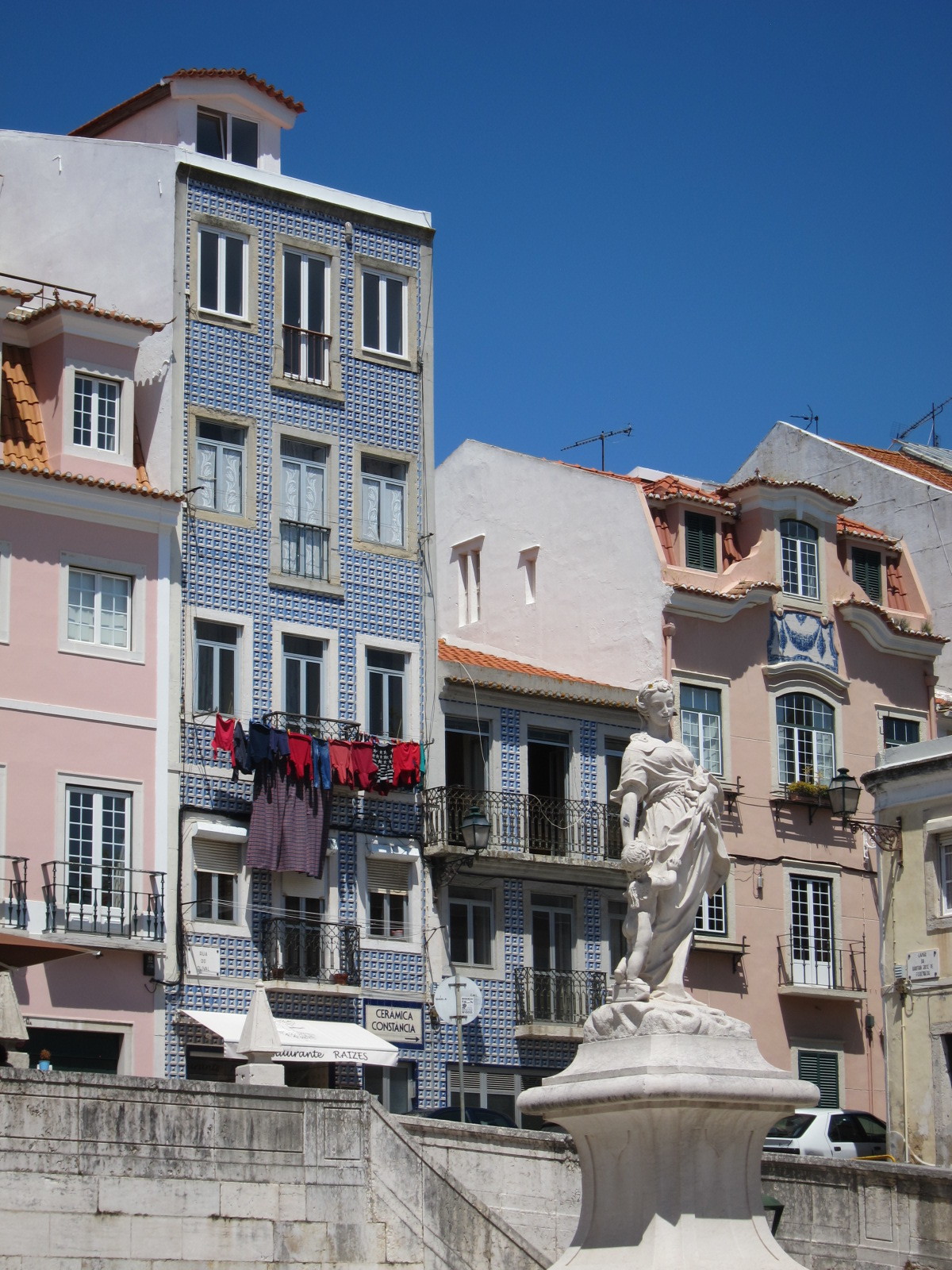 The Tiled Azulejo Lisbon  Buildings Pink and Blue