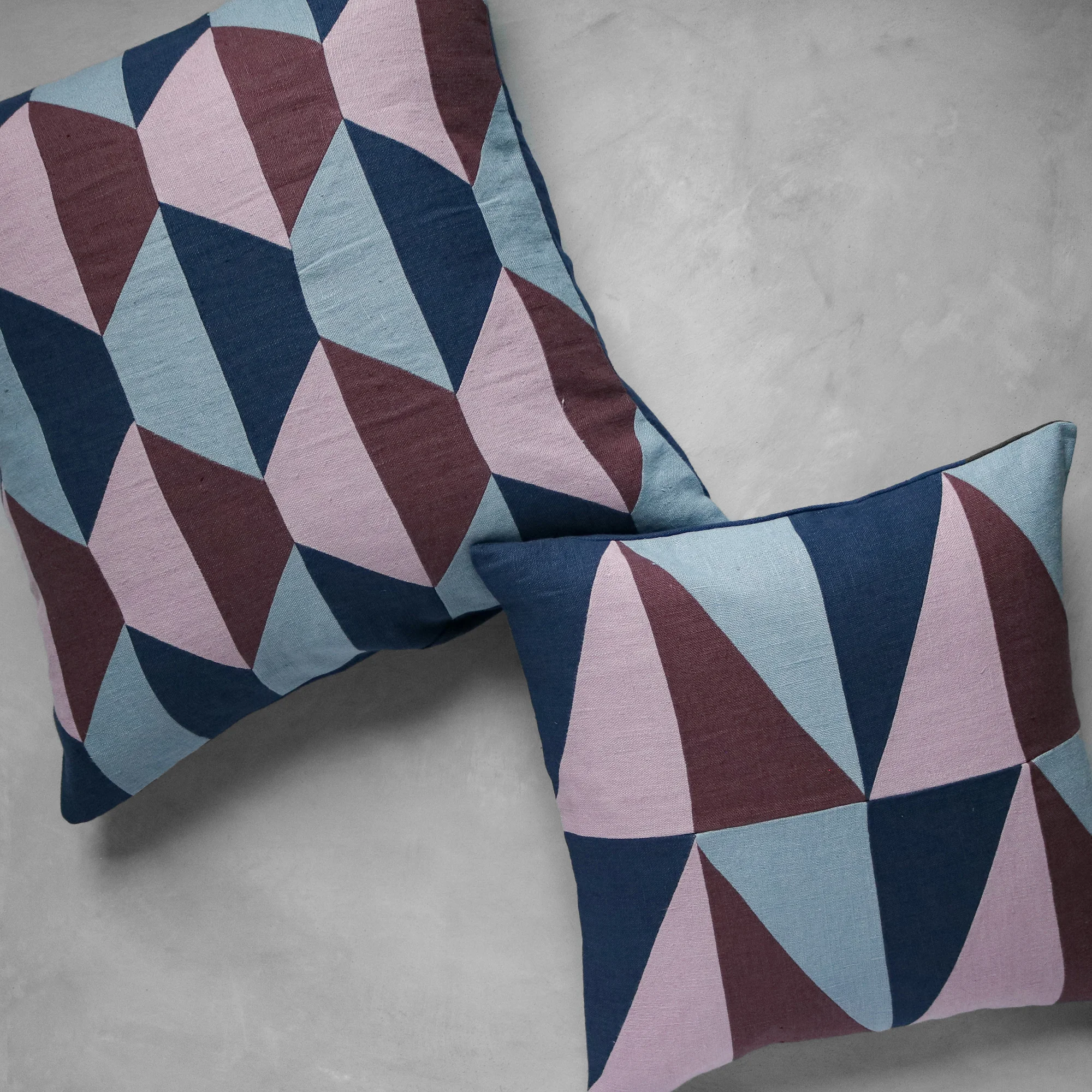 Porto Stonewashed Linen Pillow Plum Blue Collection