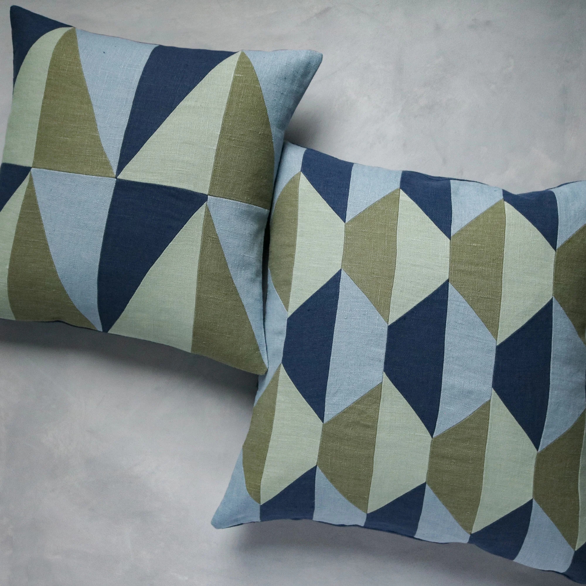 Porto Stonewashed Linen Pillow Green Blue 01