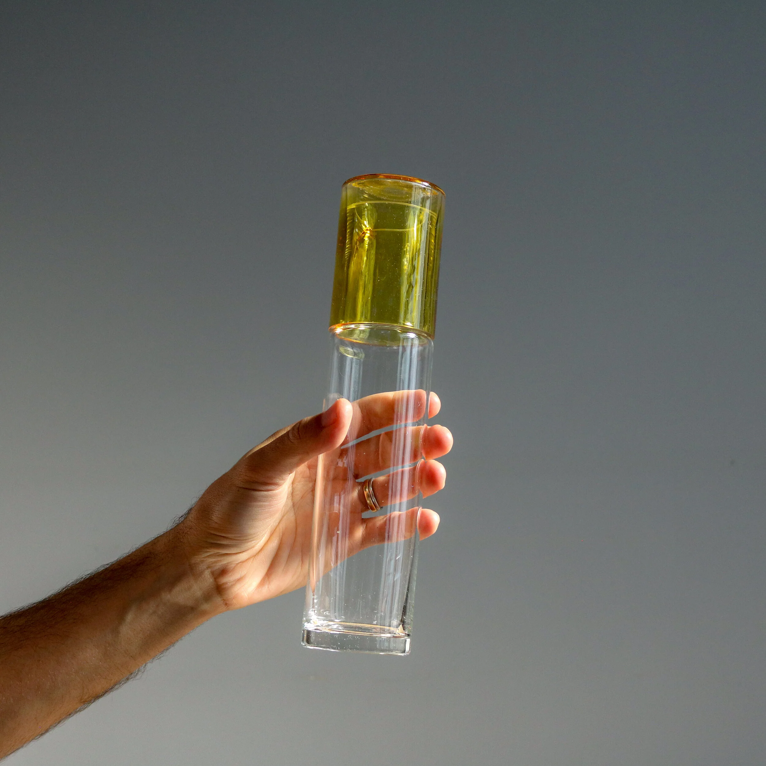 Handblown Marinha Clear+Yellow Carafe 