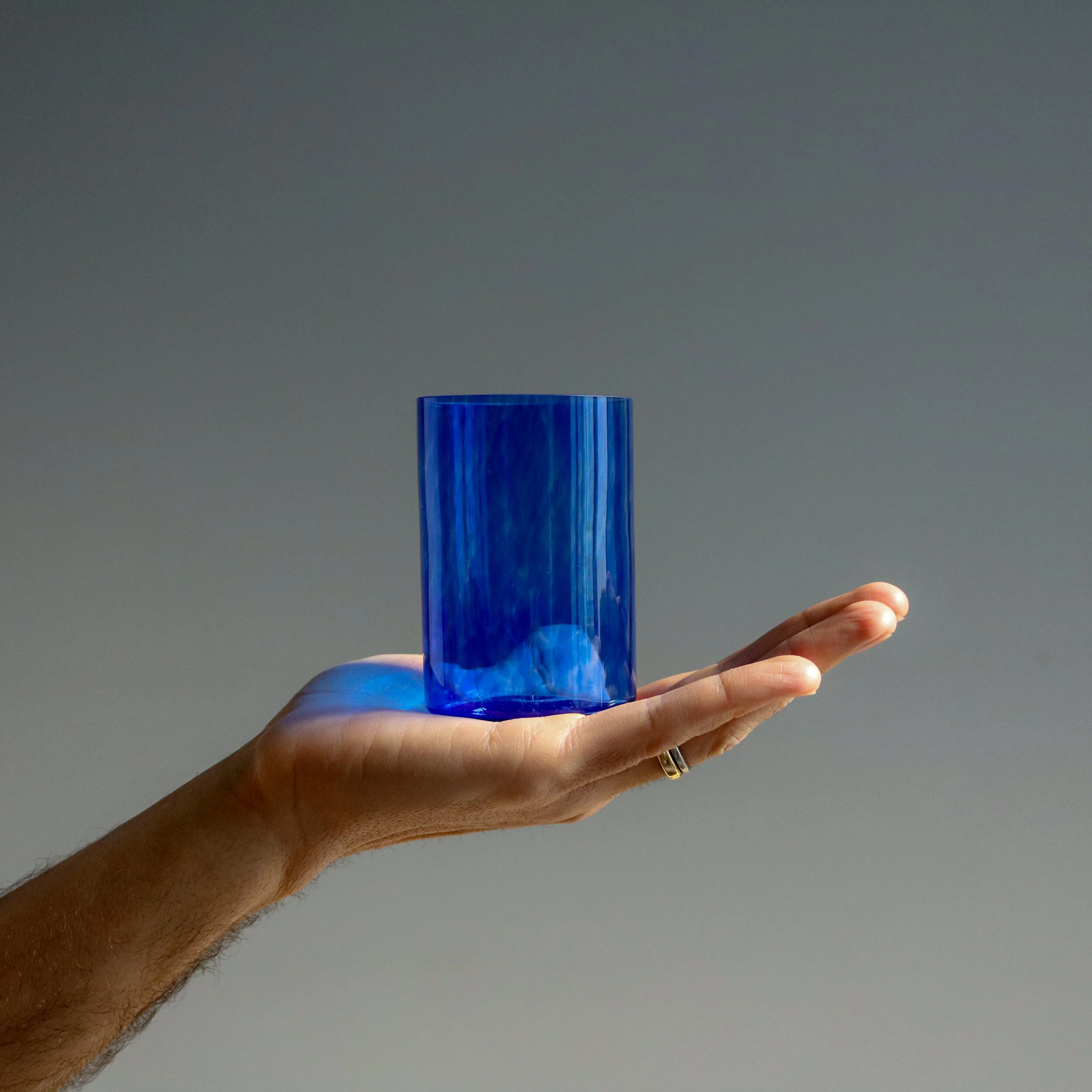 Handblown Marinha Blue Short Glass 