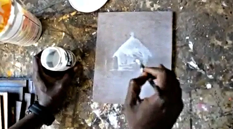 Initial stage: Painting with the glue