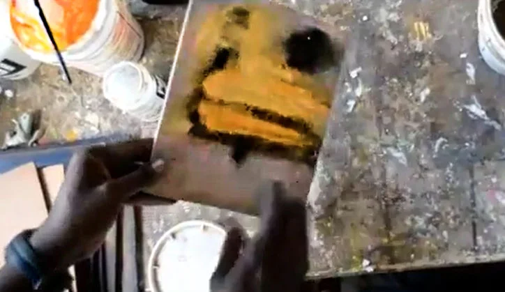 With all the sand applied against the glue, in just the right order, it is not clear yet what the result will be. . . 