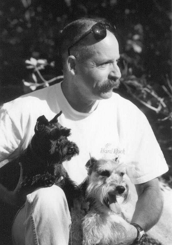 Ken with two old pals, Mister Bojangles and Buster Brown, both having passed the Rainbow Bridge.