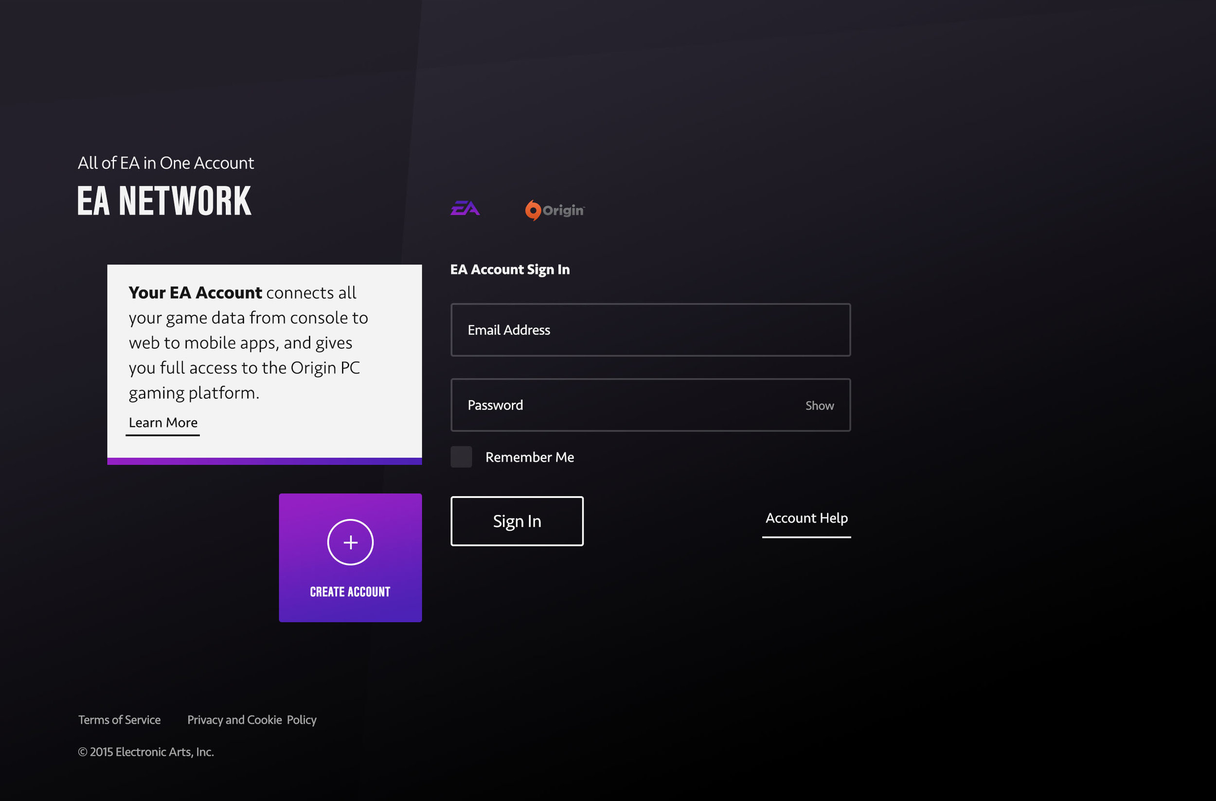 Account creation process.