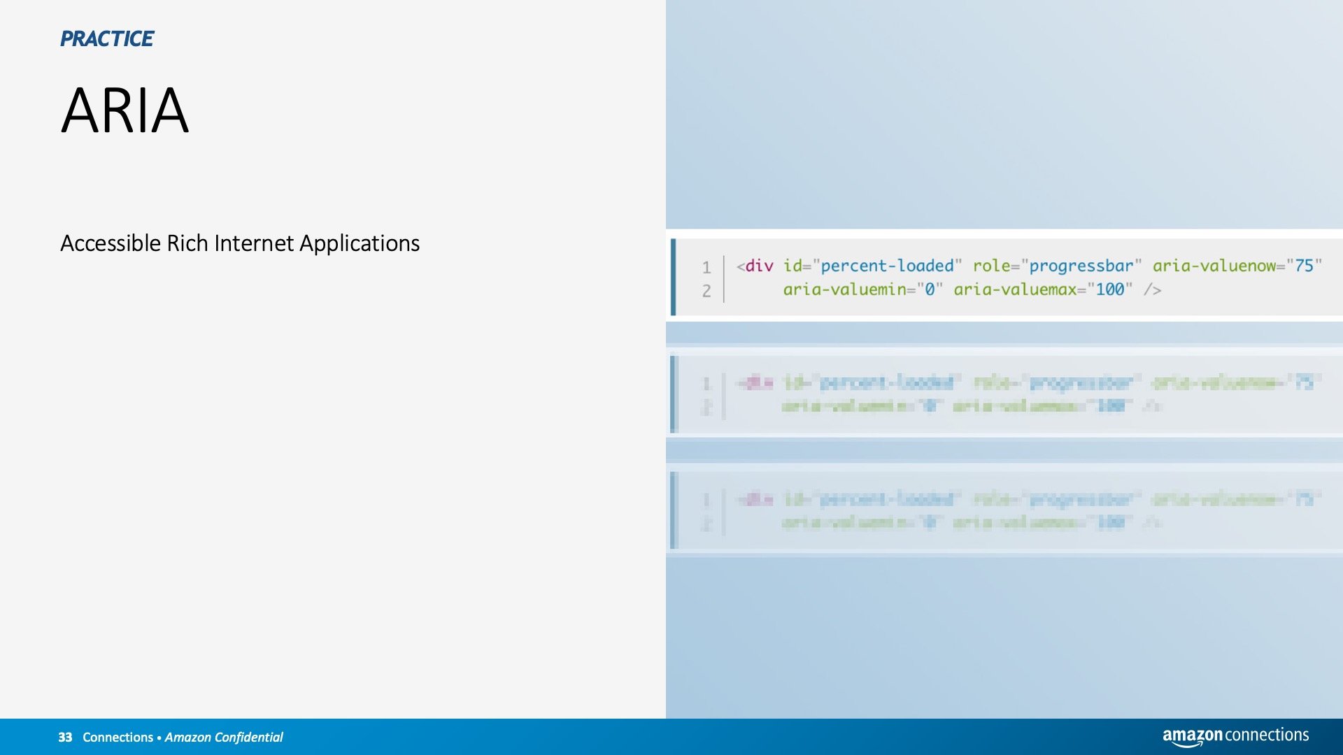ARIA is a set of attributes that define ways to make web content and web applications (especially those developed with JavaScript) more accessible to people with disabilities. ARIA enables accessible navigation landmarks in HTML5, JavaScript widgets