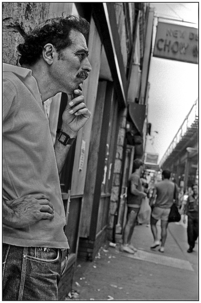 Hanging out near a Chinese restaurant specializing in Chow Mien. Brighton Beach Avenue. June 15, 1986