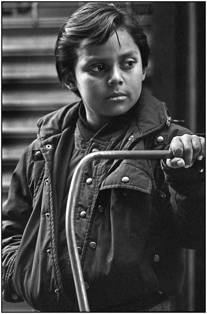 Boy and shopping cart. Brighton Beach Avenue. Oct. 13, 1986