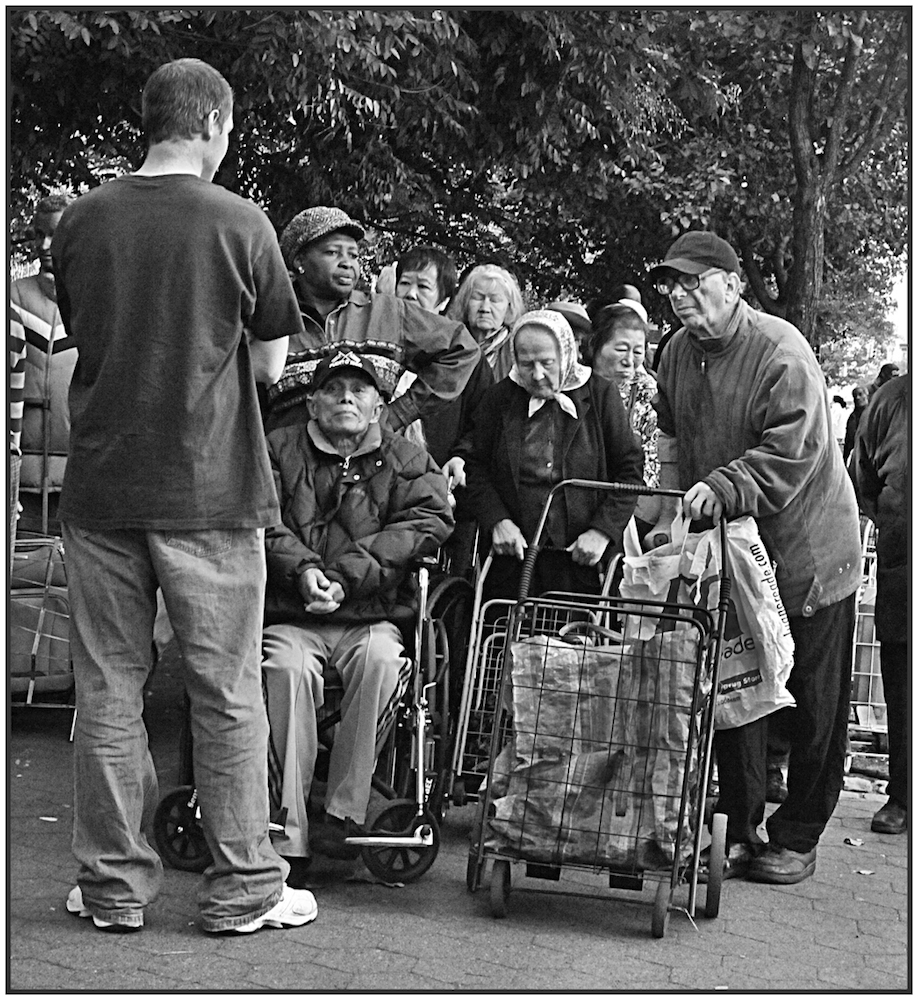   Bowery Mission Distributes Food, Avenue A, East Village, 2009.  