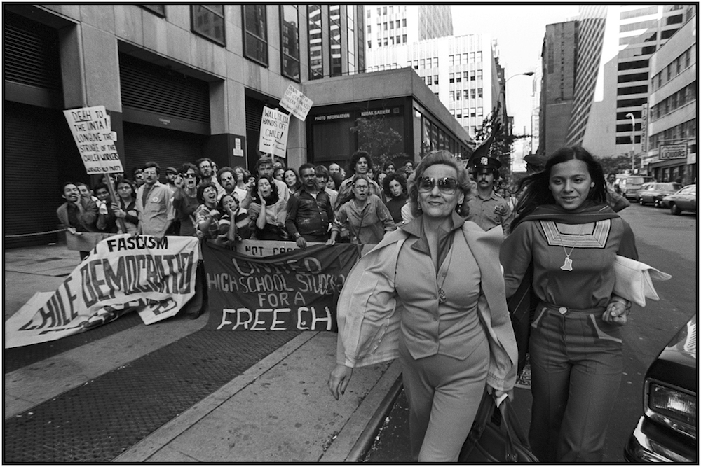   Demonstrators Jeer Chilean Town Hall Attendees, NYC, 1977.  