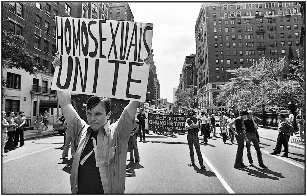  “Homosexuals Unite,” NYC, 1977.  
