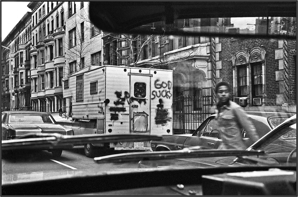 “God Sucks,” From Taxi, NYC, 1976.