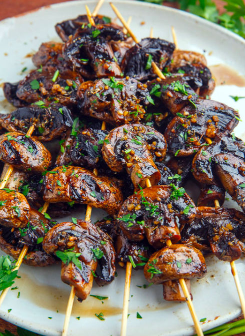 Balsamic Garlic Grilled Mushrooms