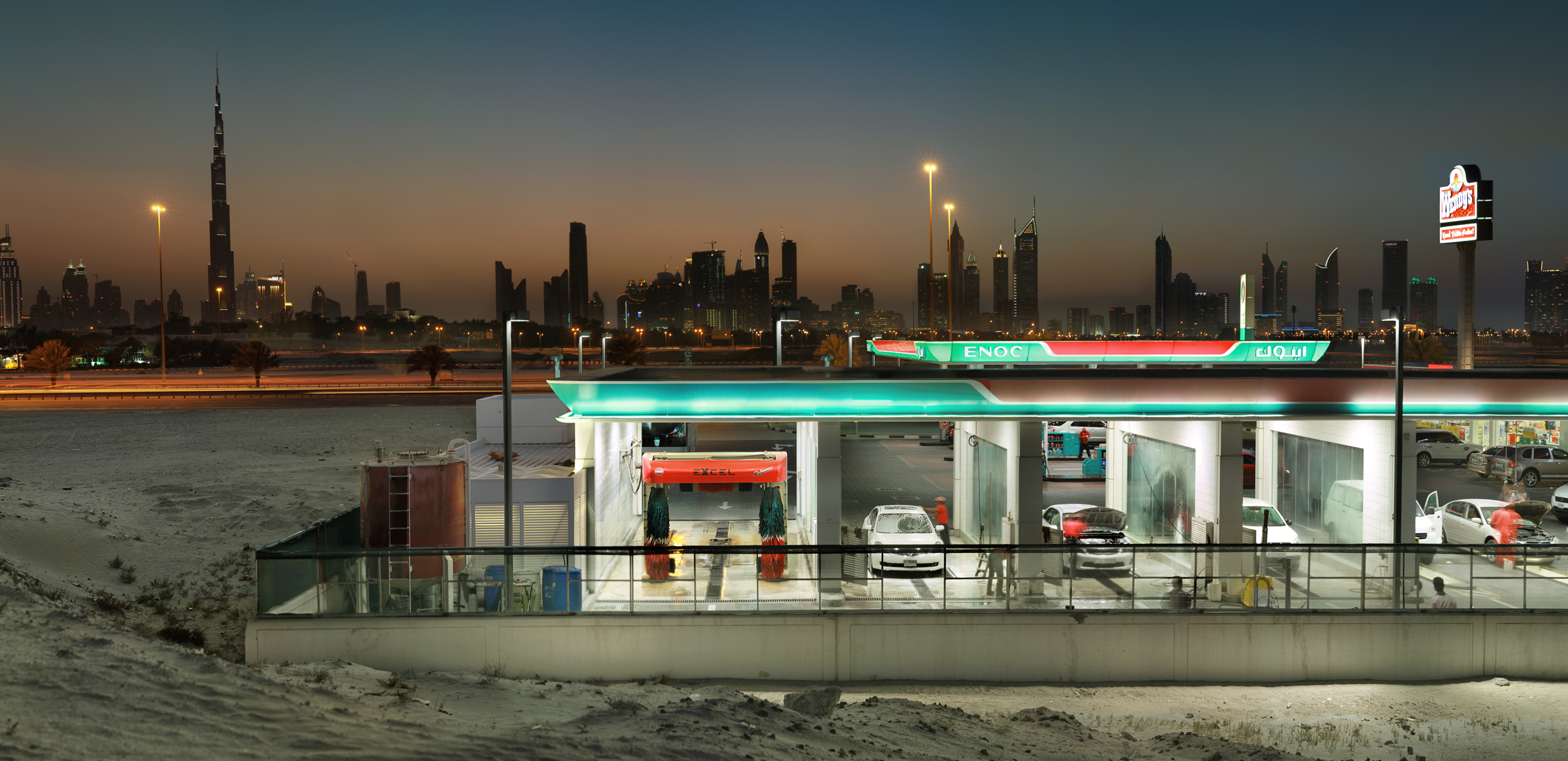 Gas Station at Dusk - Dubai, UAE 2013