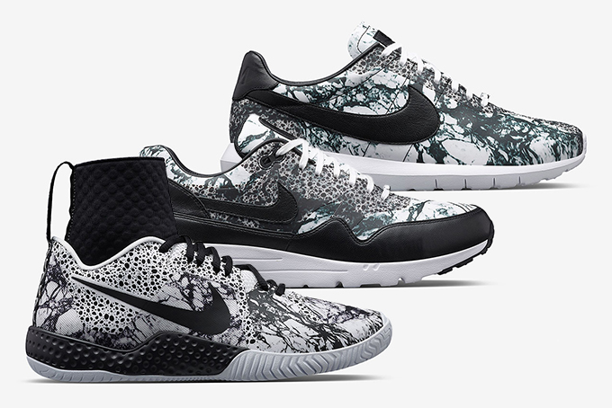 I decided to use a graphic marble pattern with Nike's classic safari pattern overlayed. I knew Serena was into animal prints already so this killed two birds with one stone: infuse Nike DNA, appeal to what Serena likes. The marble stood for Serena's strength and her goddess like stature. 
