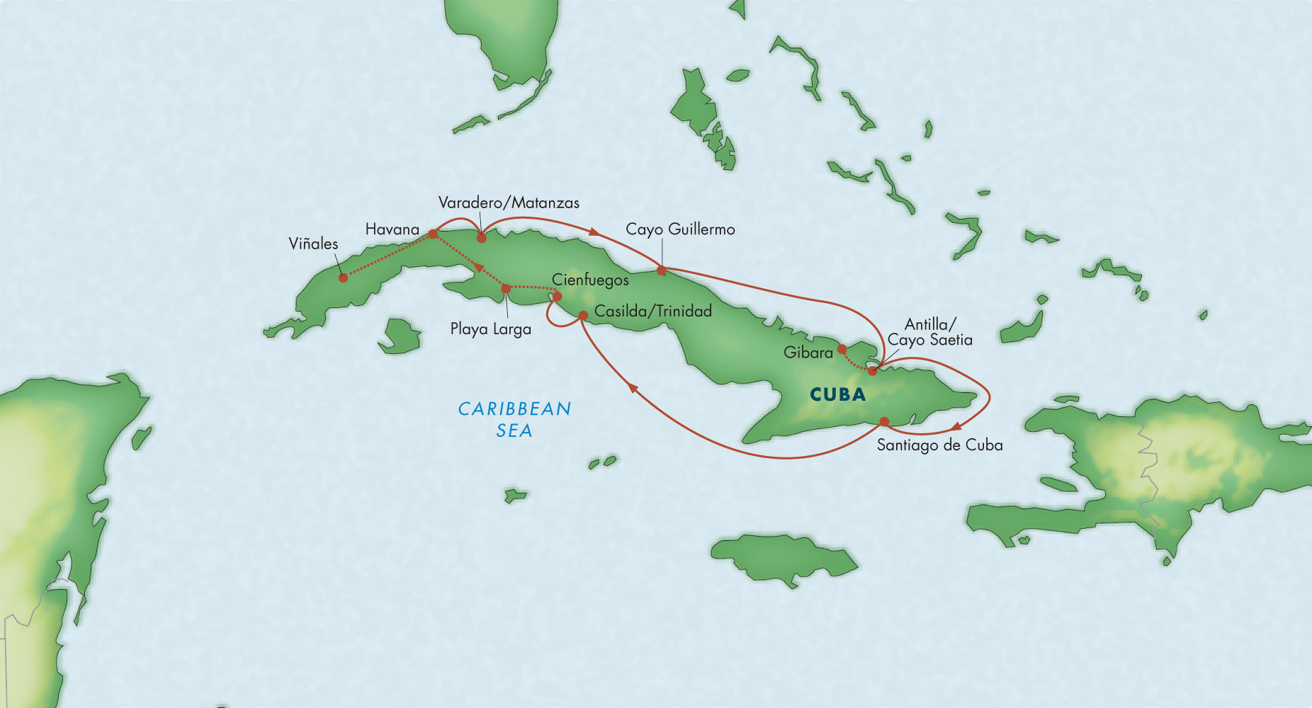 Cuba route map