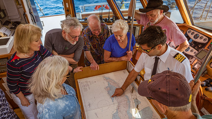 Travel with a National Geographic expert of select sailings and discuss navigation with the captain on the bridge.