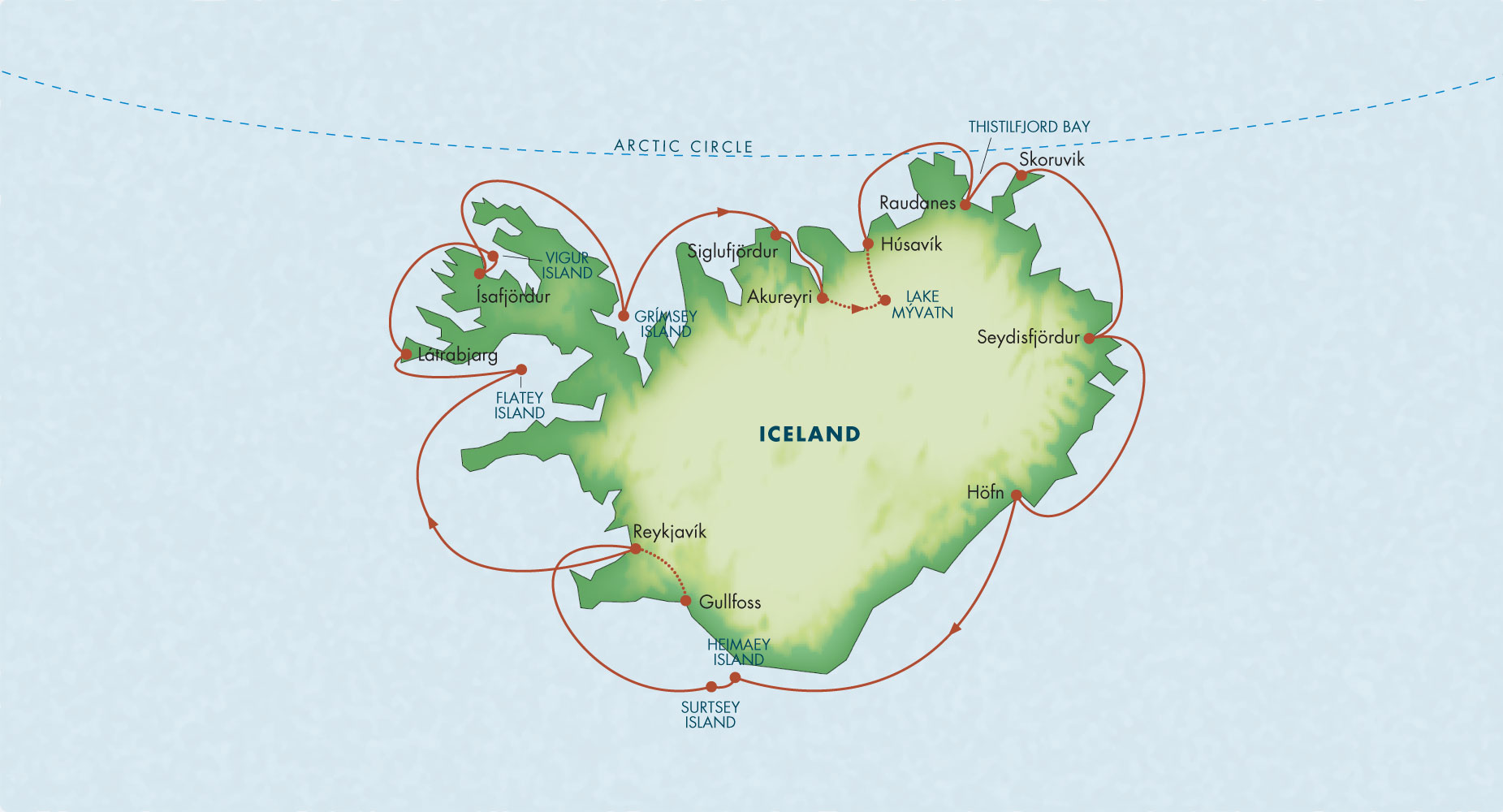 Circumnavigation of Iceland Route Map