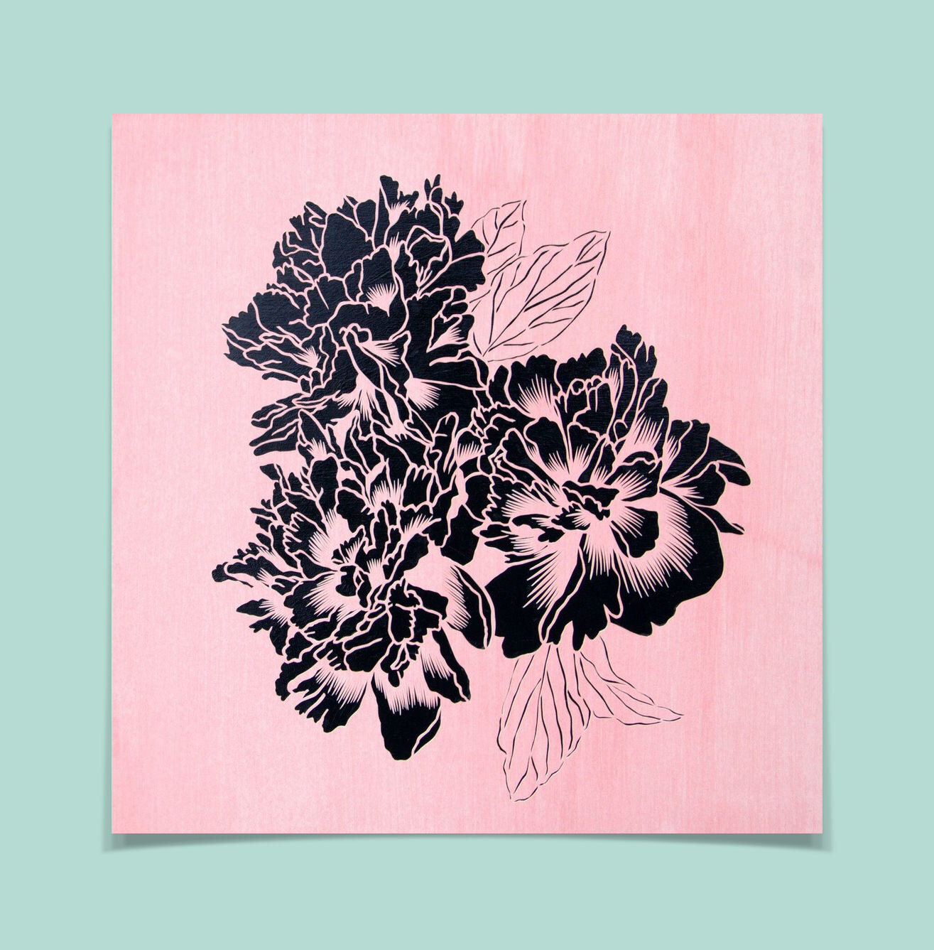    BOUGHS  , PAPERCUT MOUNTED ON WOOD PANEL, 12”X12”, 2015, FOR SALE 