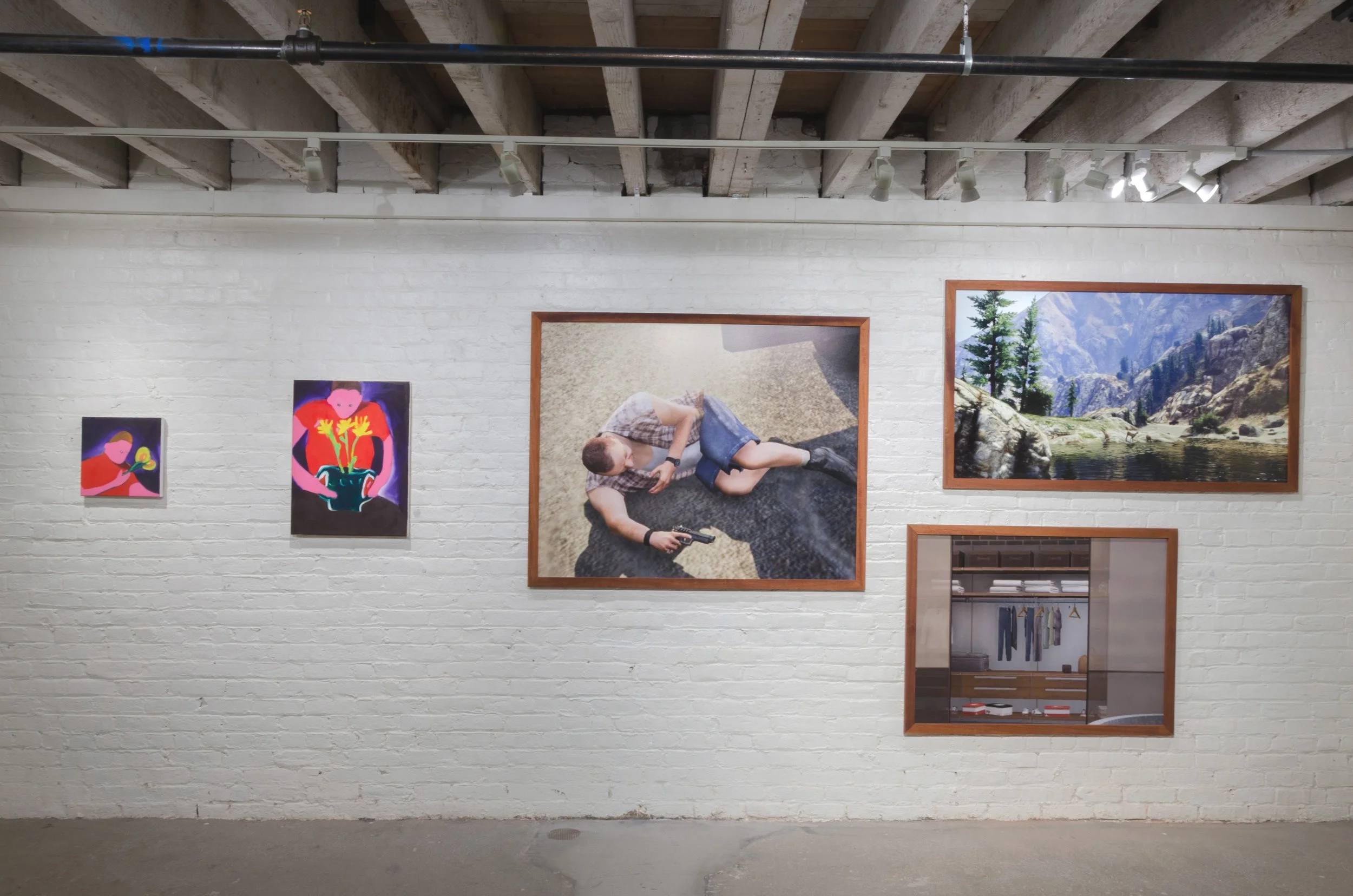 Installation View from OPEN SPACE at Founders Gallery (from left to right) Mindless01 , Dadesiboy69 , Odins_wisdom , San Rafael, 2019