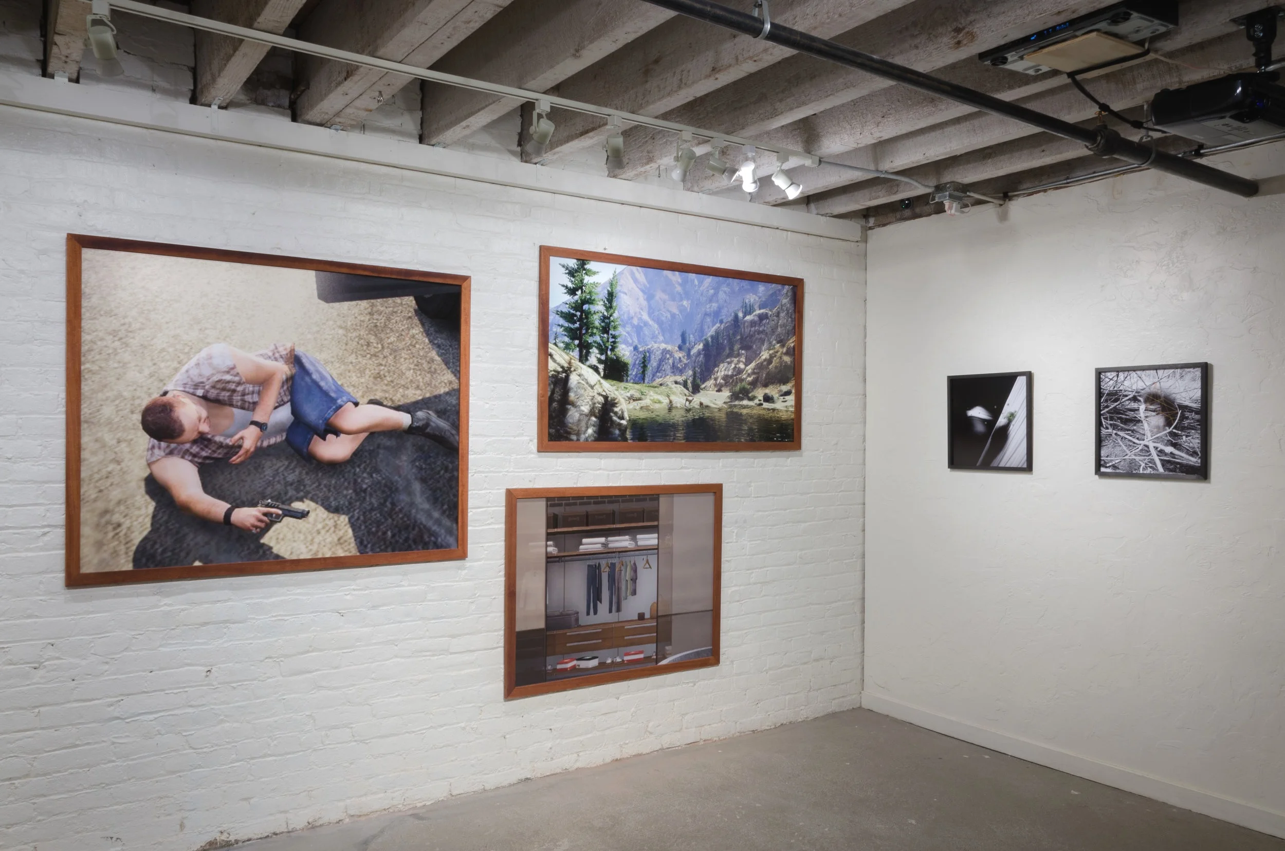 Installation View from OPEN SPACE at Founders Gallery (from left to right) Mindless01 , Dadesiboy69 , Odins_wisdom , San Rafael, 2019