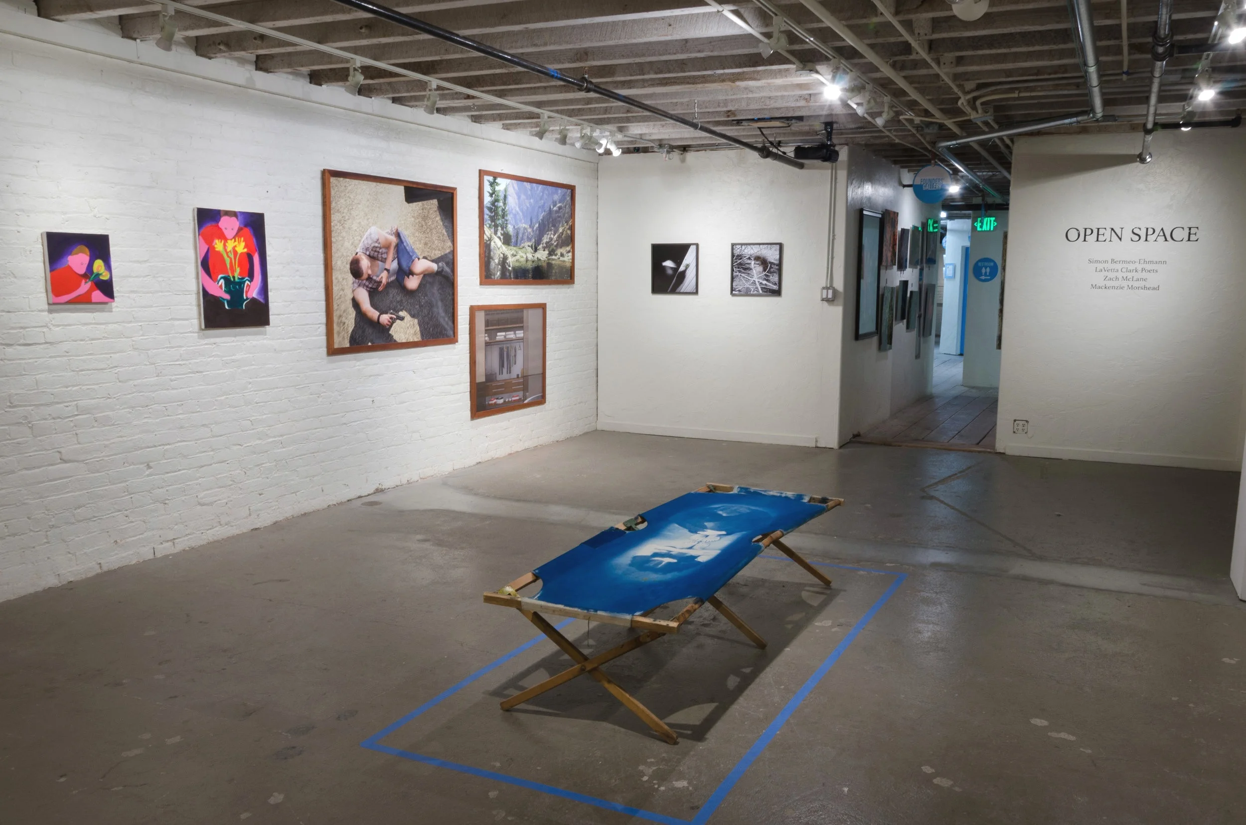 Installation View from OPEN SPACE at Founders Gallery (from left to right) Mindless01 , Dadesiboy69 , Odins_wisdom , San Rafael, 2019