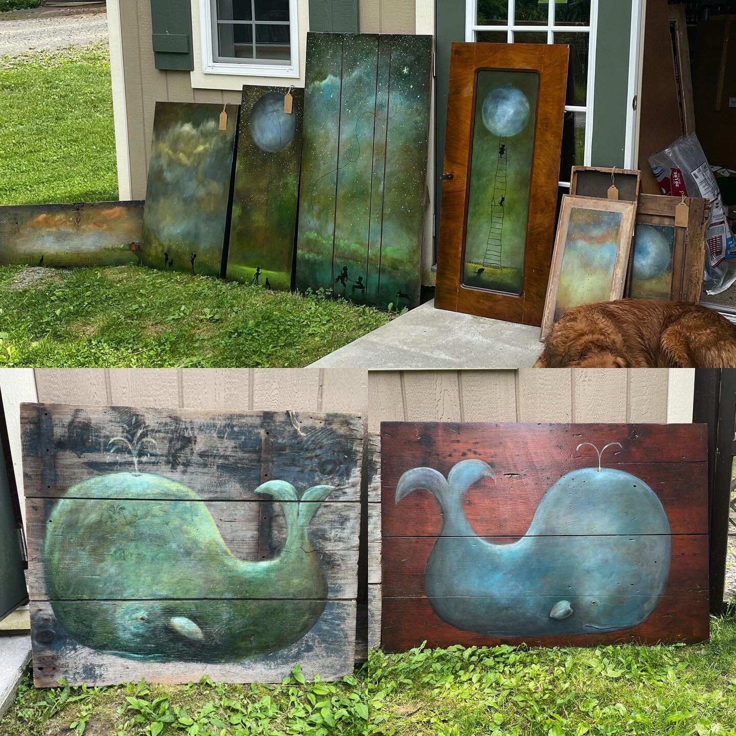 The packing continues over here for the @theprofoundmarket 😍😍😍 Momma has been busy busy in the studio and ALL of these pieces are coming with us for this weekend!! Go grab your tickets now! #bluebirdhomedecor #handpainted #originalart #wallart #pr
