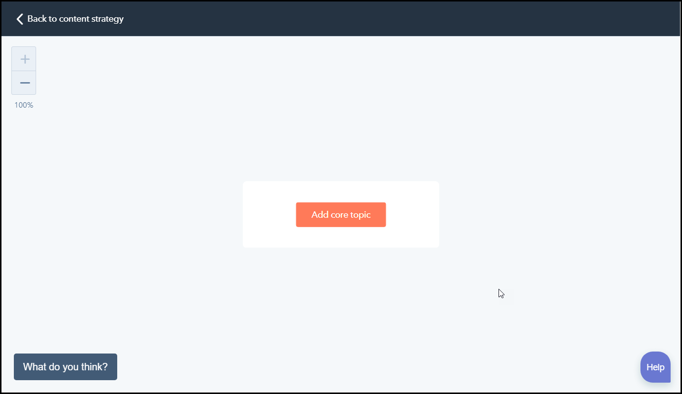 Adding a core topic in the Content Strategy tool.