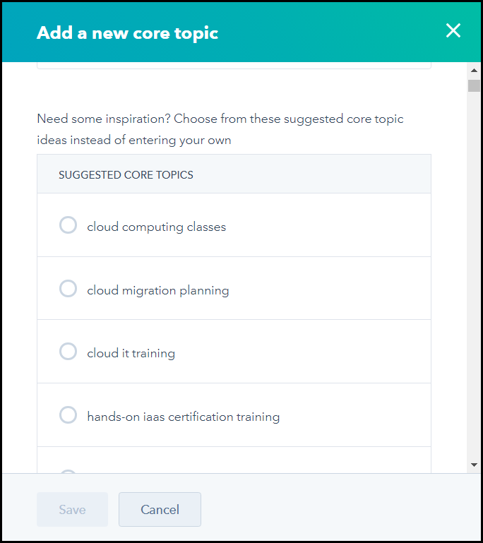 Content suggestions in the Content Strategy tool.