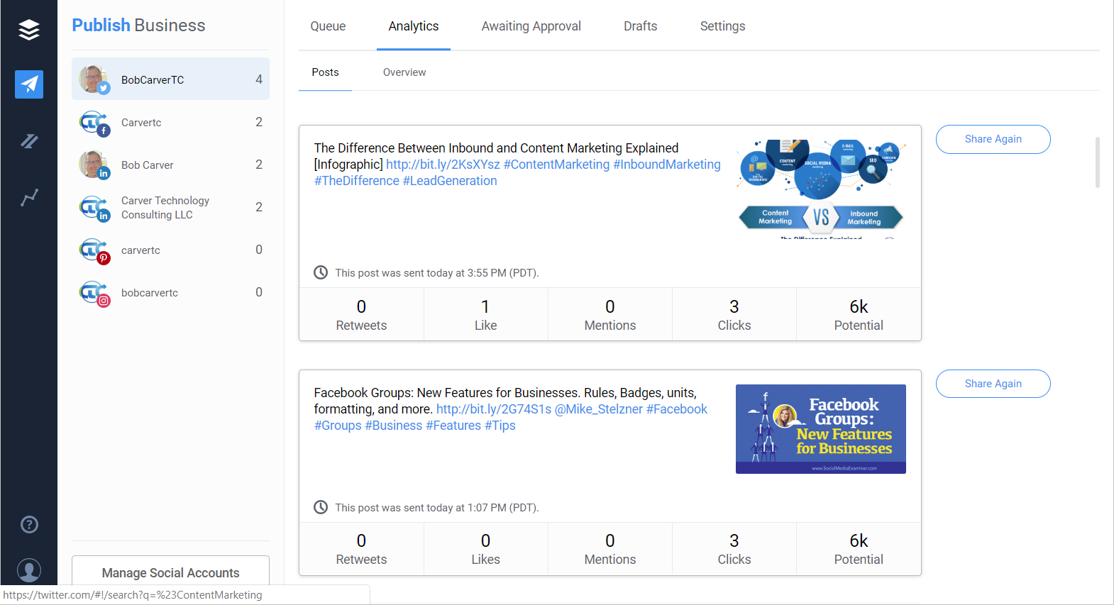 Buffer Analytics: Posts