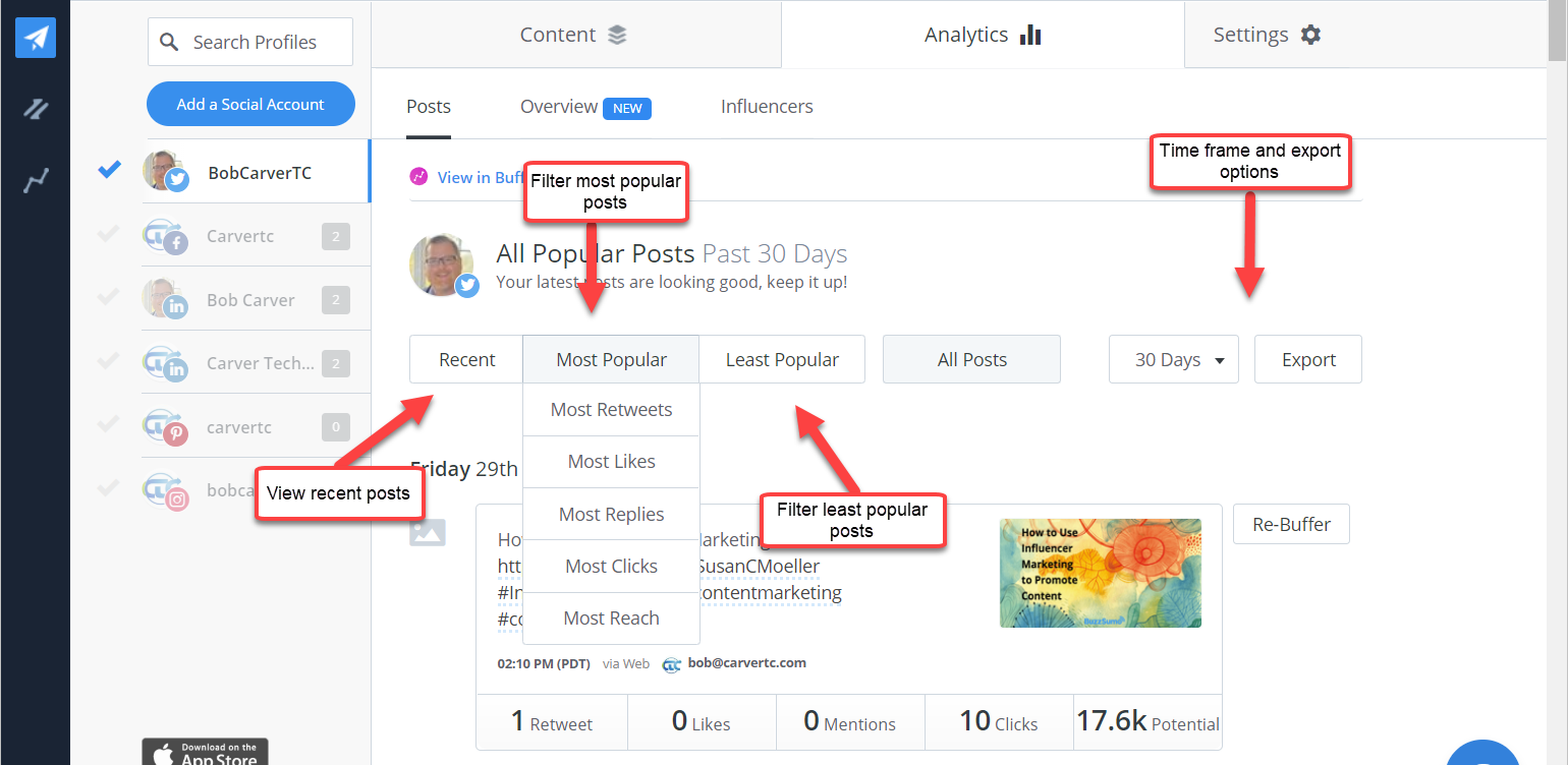 Buffer Publish Analytics Posts