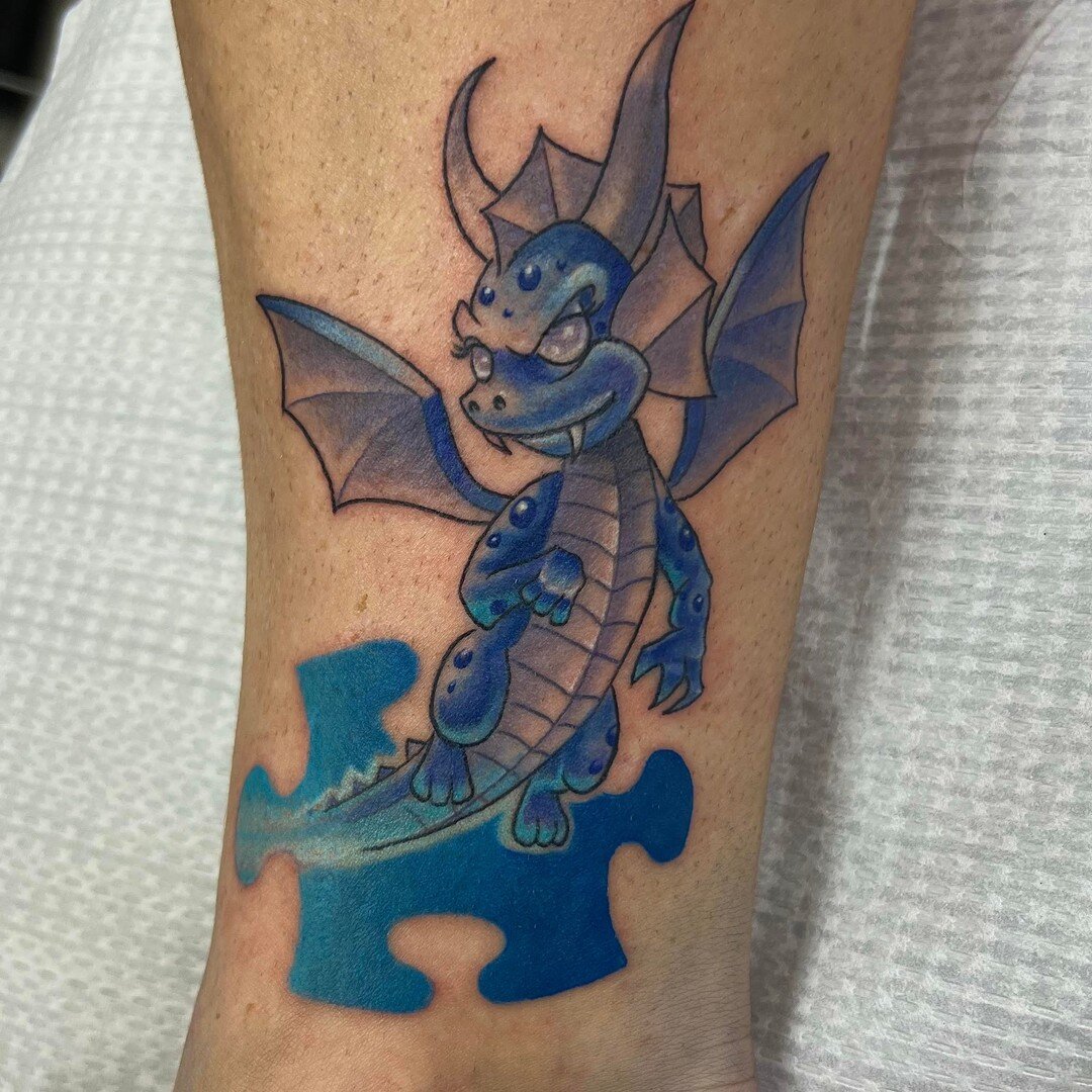 Blue Dragon + Puzzle Piece

#dragon #Fantasydragon #dragontattoo #autismawareness #chicagotattooartist #colortattoo