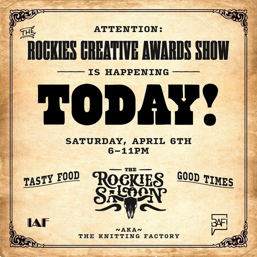 Yeeeeehawwww!!! Today&rsquo;s the day! If you still need a ticket, make yer move and visit our link in bio! Limited # of tickets still available!!! 🤠

#BAF #IAF #BoiseAdFed #RockiesCreativeAwards
#Idaho #Boise #Yeehaw