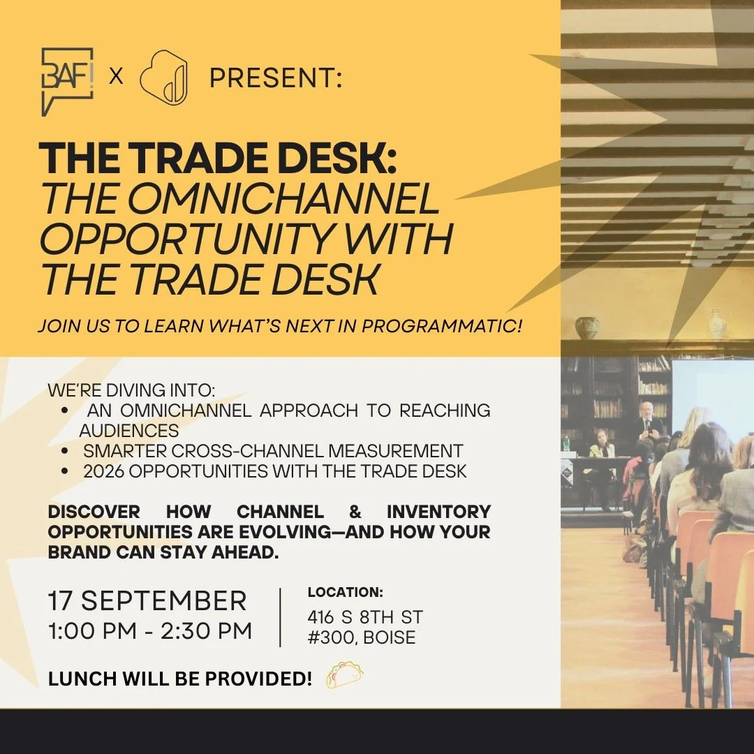 This week: 📊 What&rsquo;s next in programmatic?
 Fresh insights, free lunch, and big ideas with The Trade Desk.
 Come hungry for more than just food. 🍴✨
#BoiseAdFed #Programmatic #TheTradeDesk