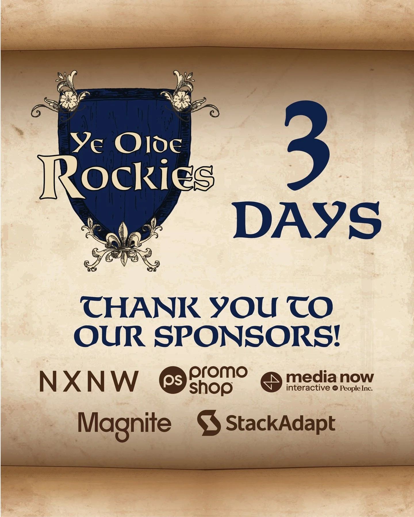 Three days remain...we would like to send out a heartfelt THANK YOU to our incredible sponsors who are making this event happen.

@nxnw_boise @shoppromoshop @medianowinteractive @heymagnite @stackadapt 🥂

You'll see them at the Rockies this Friday. 