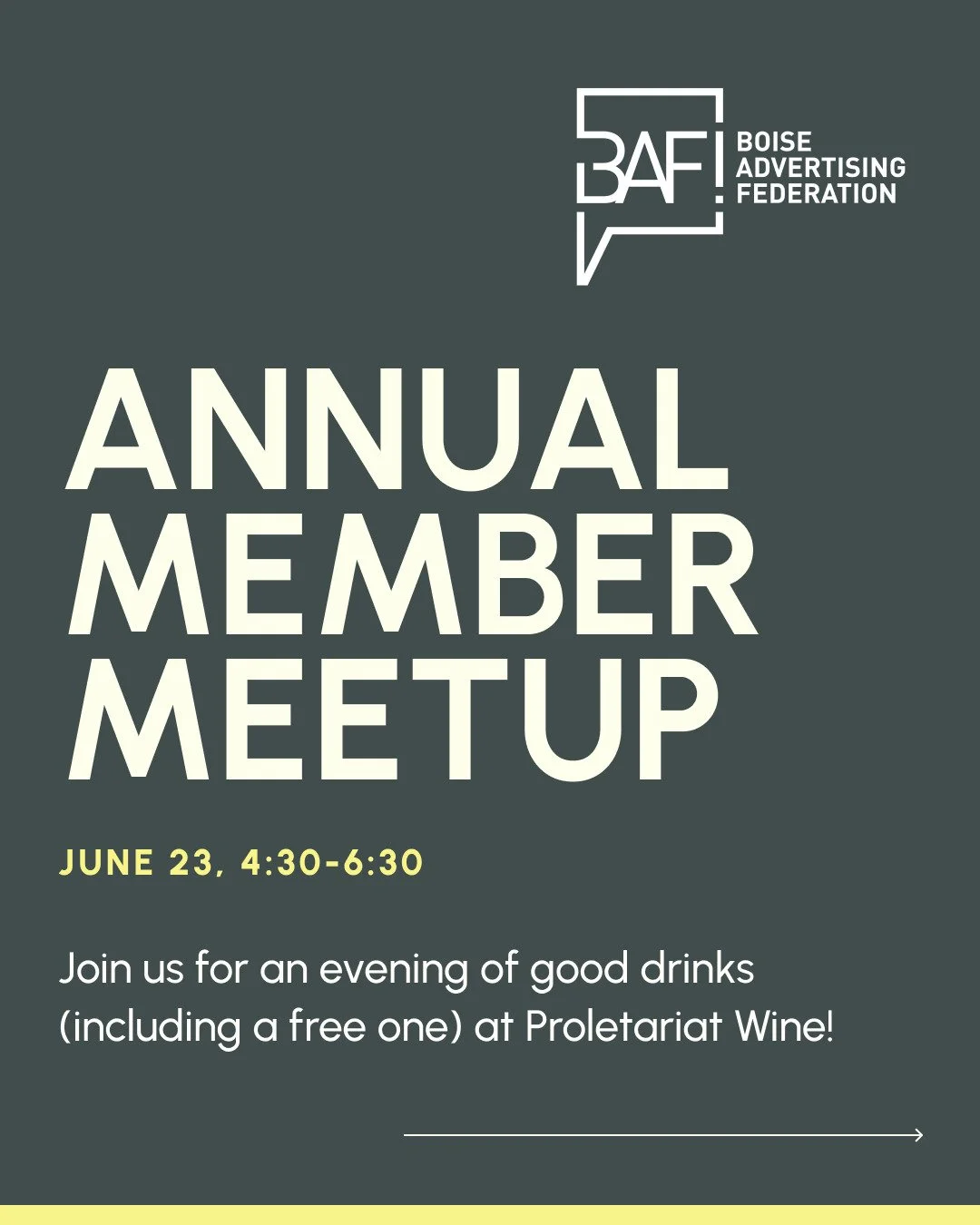 Are you free on June 23rd? Not anymore. Come join us at @proletariatwine in beautiful Garden City for a FREE night of celebration!

Plus, meet our new board members at the OFFICIAL official swearing-in ceremony. Very official.

We'll see you there 🍷